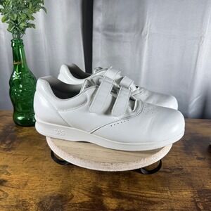 SAS Me Too Walking Shoes Womens 8 M White Comfort Hook Loop Leather Orthopedic